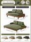 Solid Beech Wood Pull-Out Sofa Bed with Chenille Upholstery