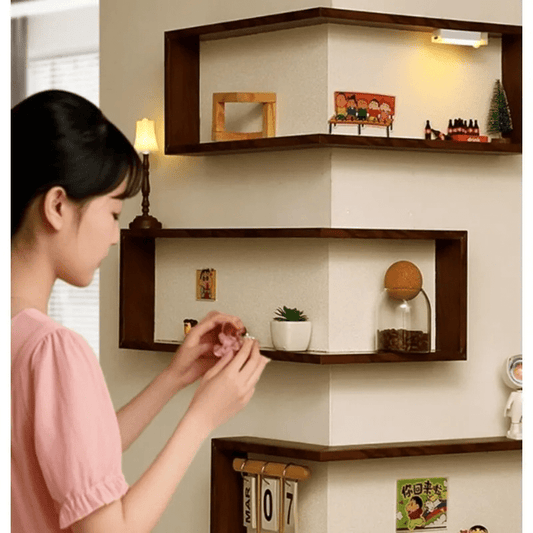 Wooden Corner Wall Shelf – Turn Empty Corners Into a Modern Design Statement - Androf