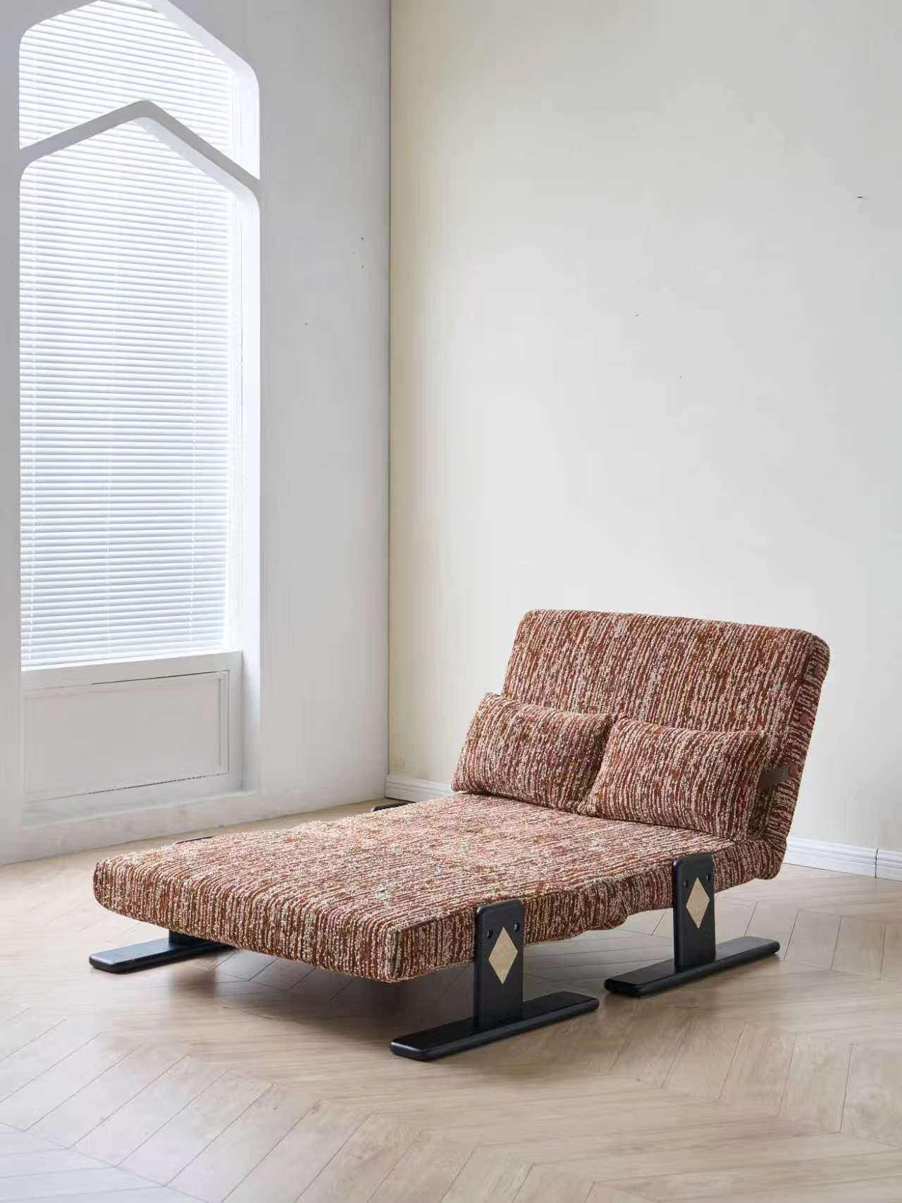 Convertible Chenille Sofa Bed Chair with Adjustable Backrest