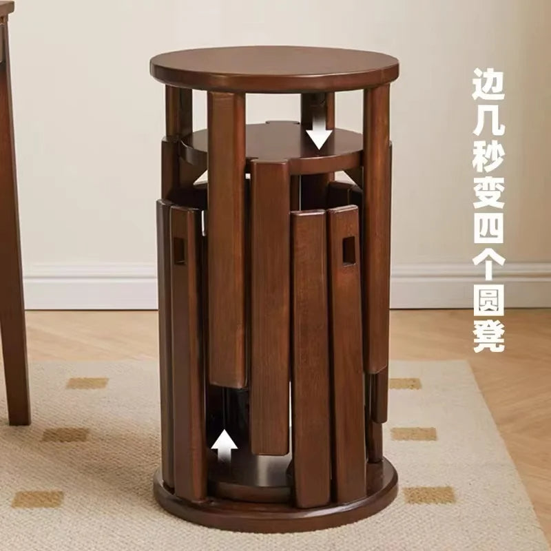 Multifunctional Wooden Side Table - Transforms into 4 Practical Stools