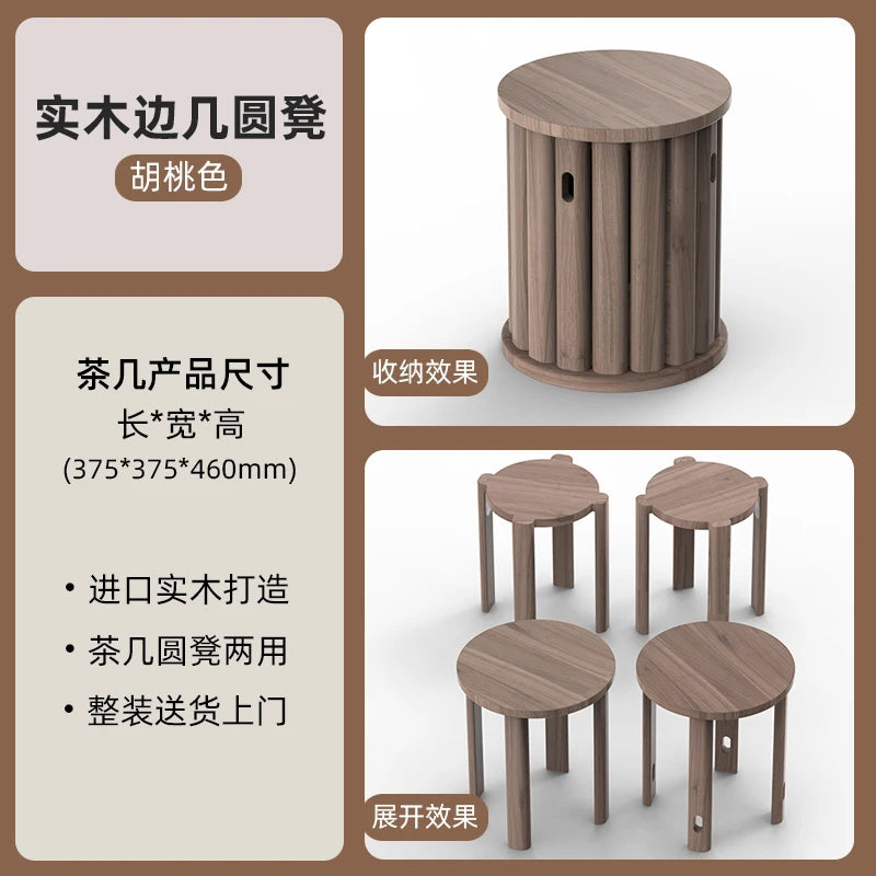 Multifunctional Wooden Side Table - Transforms into 4 Practical Stools