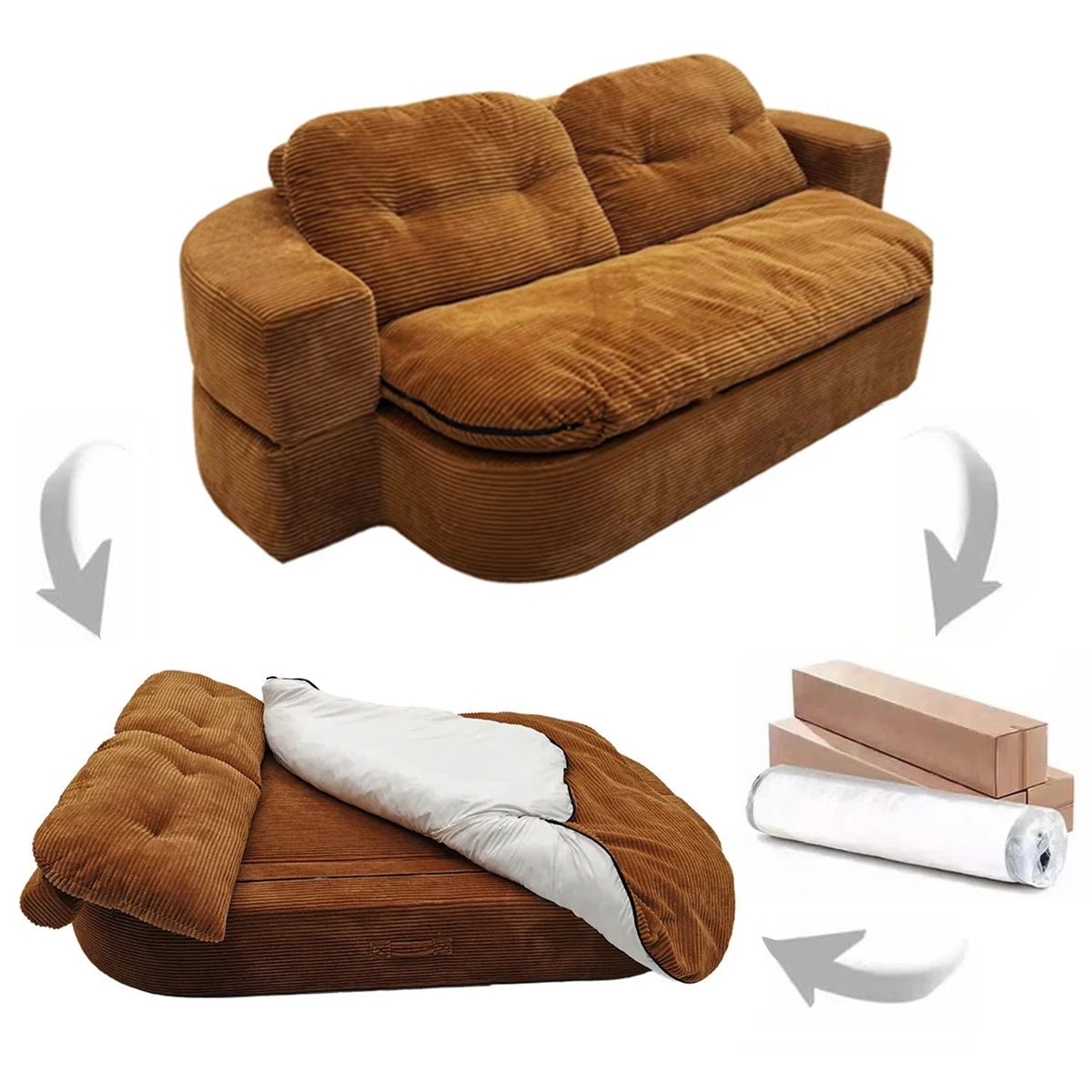 3 - in - 1 Retro Corduroy Sofa Bed – Comfort, Style & Versatility - Androf Image principale du produit