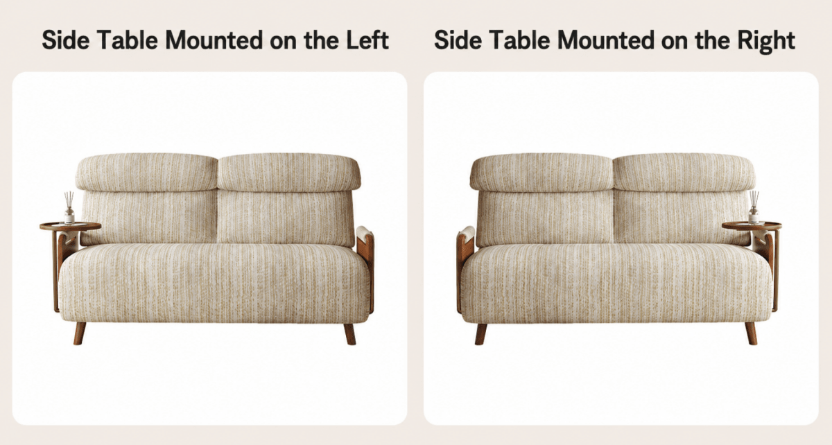 5-Position Convertible Sofa Bed with 360° Swivel Side Table - Androf