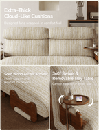 5-Position Convertible Sofa Bed with 360° Swivel Side Table - Androf