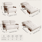 5-Position Convertible Sofa Bed with 360° Swivel Side Table - Androf