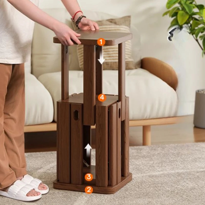 Multifunctional Wooden Side Table - Transforms into 4 Practical Stools