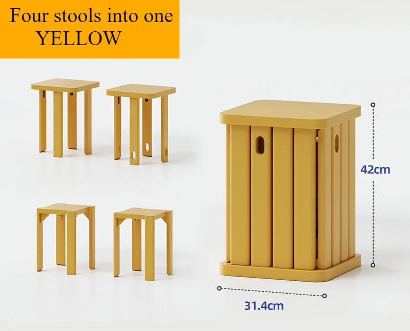 Multifunctional Wooden Side Table - Transforms into 4 Practical Stools