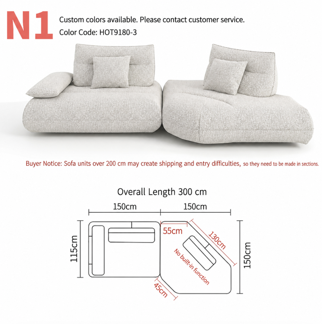 Modular Electric Cloud Sofa with Independent Adjustable Backrests