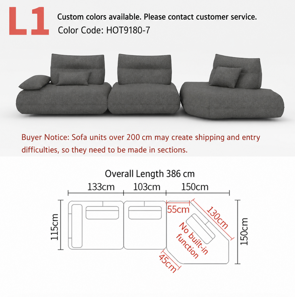Modular Electric Cloud Sofa with Independent Adjustable Backrests