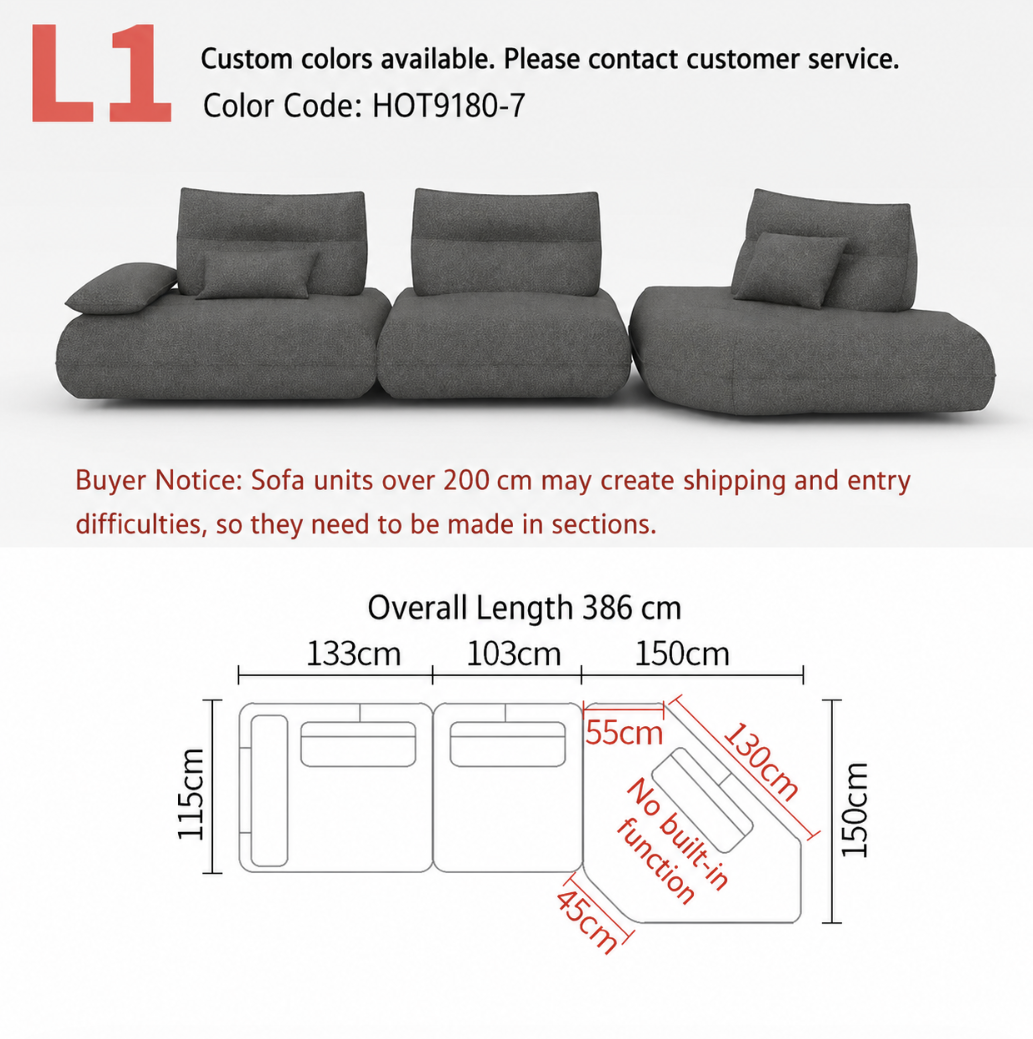 Modular Electric Cloud Sofa with Independent Adjustable Backrests