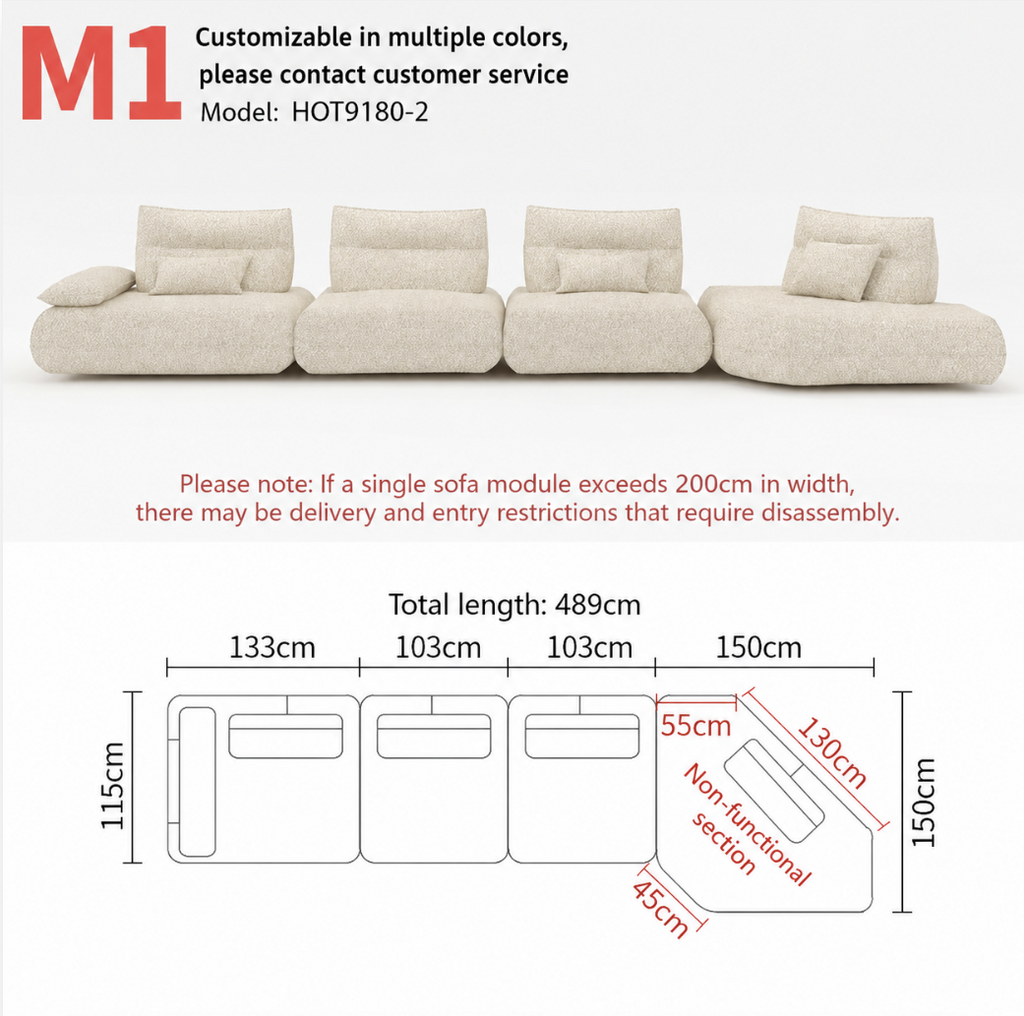 Modular Electric Cloud Sofa with Independent Adjustable Backrests