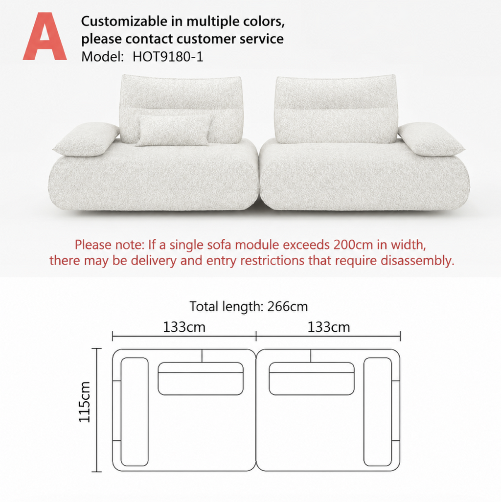 Modular Electric Cloud Sofa with Independent Adjustable Backrests