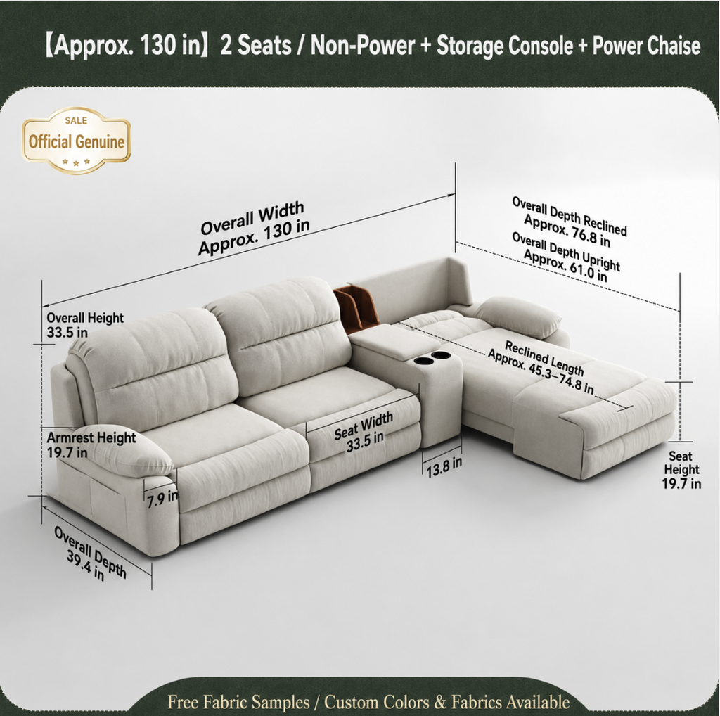 Modular Zero-Wall Power Reclining Sectional Sofa with Storage Console