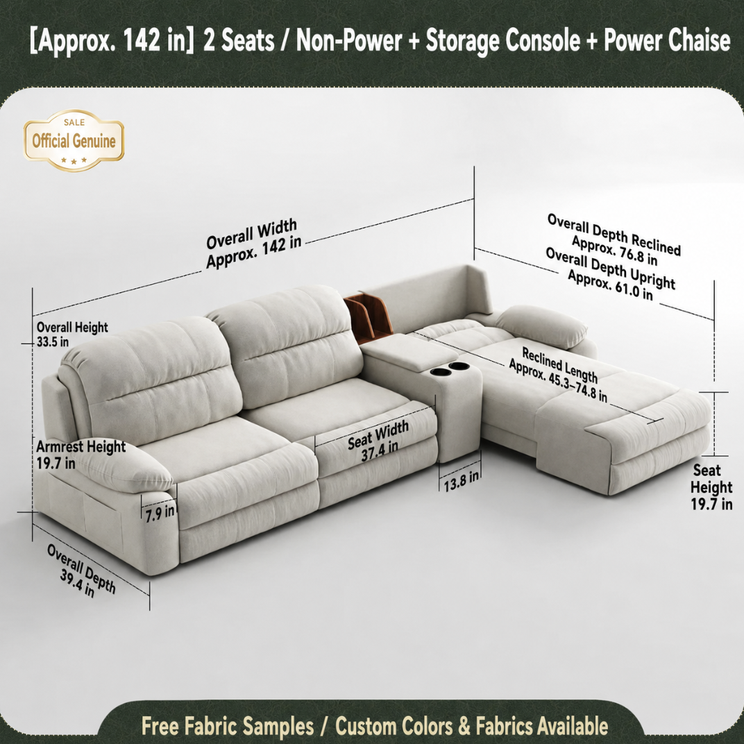 Modular Zero-Wall Power Reclining Sectional Sofa with Storage Console
