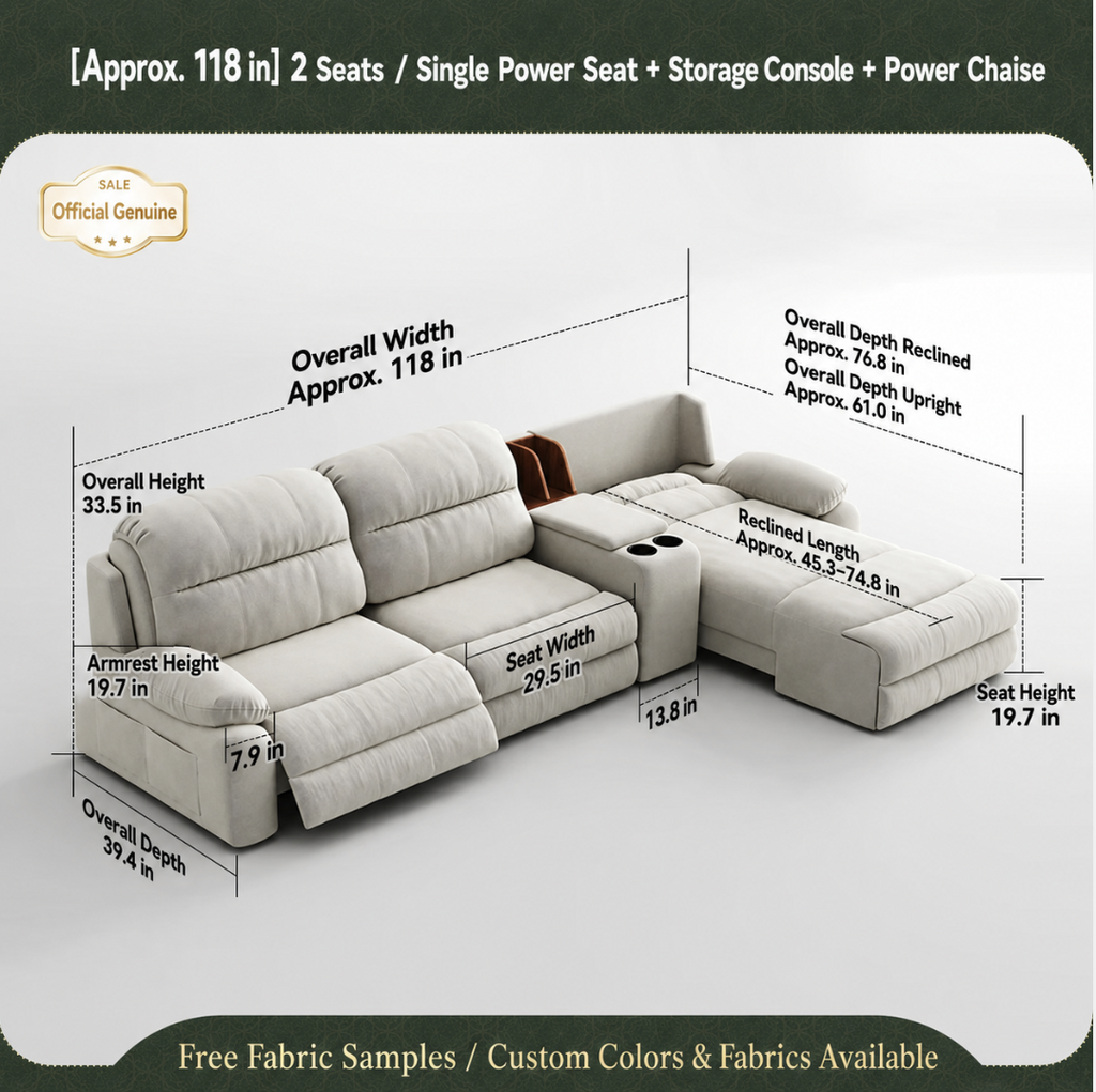Modular Zero-Wall Power Reclining Sectional Sofa with Storage Console