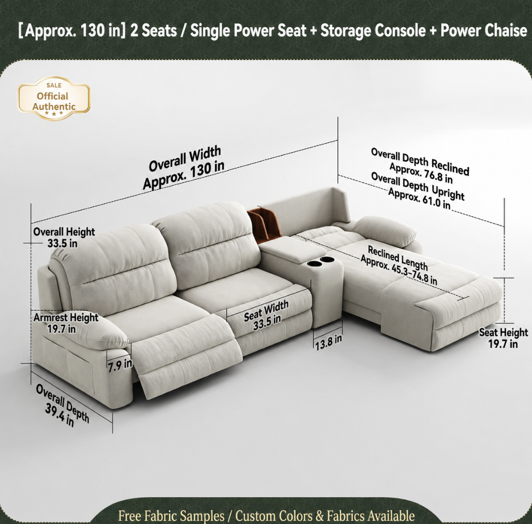 Modular Zero-Wall Power Reclining Sectional Sofa with Storage Console