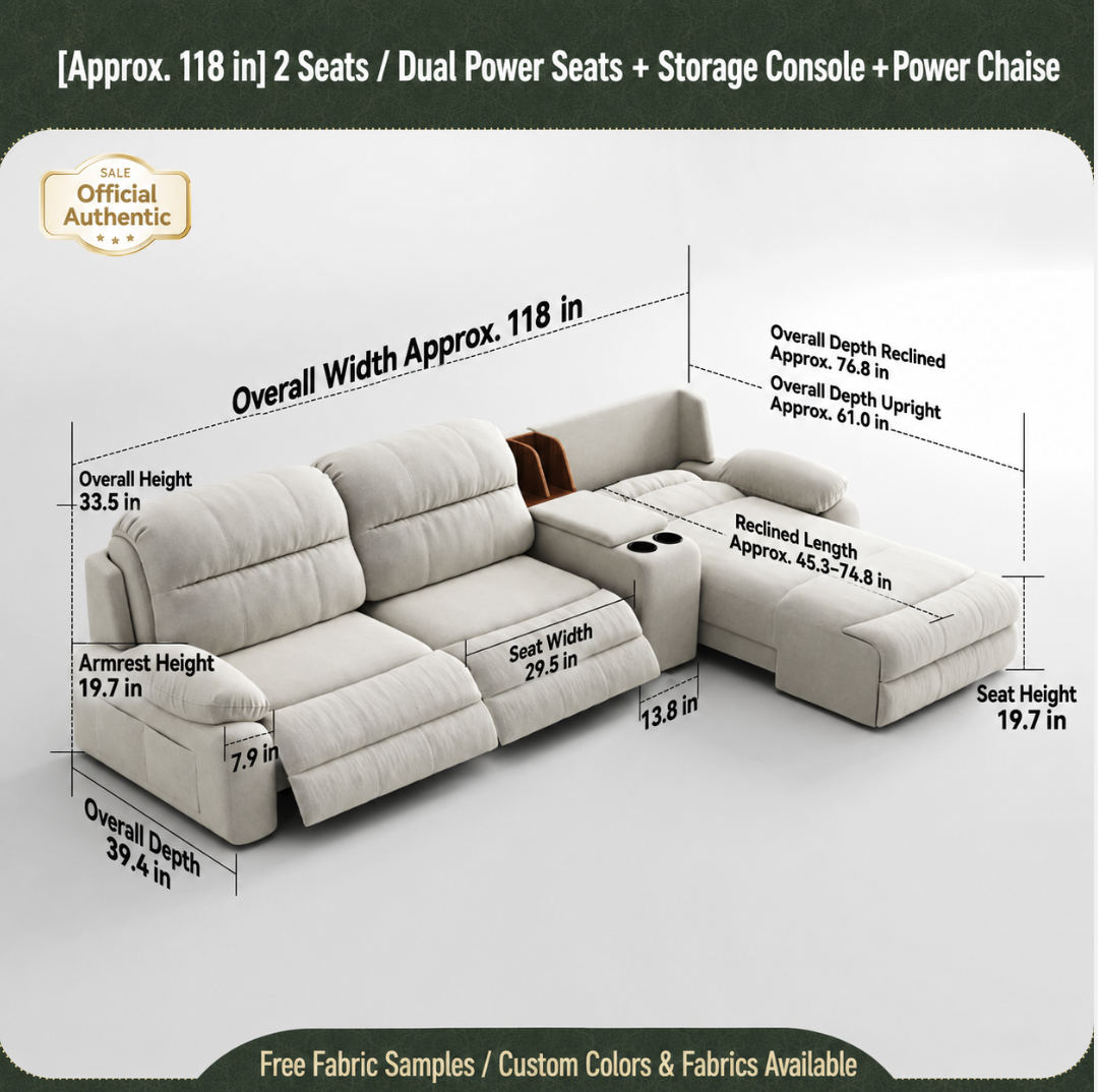 Modular Zero-Wall Power Reclining Sectional Sofa with Storage Console
