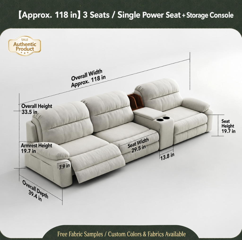Modular Zero-Wall Power Reclining Sectional Sofa with Storage Console