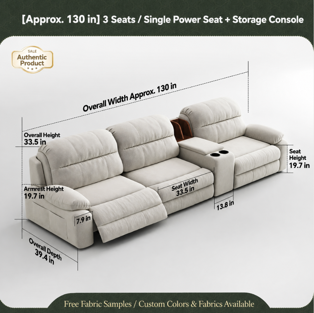 Modular Zero-Wall Power Reclining Sectional Sofa with Storage Console