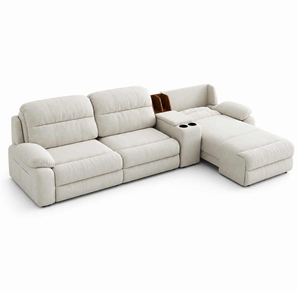 Modular Zero-Wall Power Reclining Sectional Sofa with Storage Console