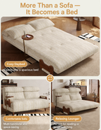 5-Position Convertible Sofa Bed with 360° Swivel Side Table