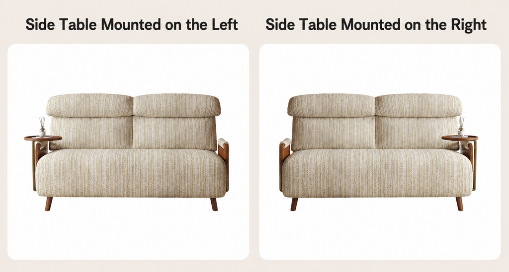 5-Position Convertible Sofa Bed with 360° Swivel Side Table