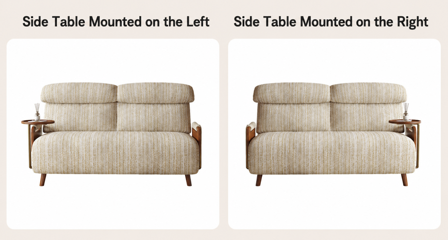 5-Position Convertible Sofa Bed with 360° Swivel Side Table