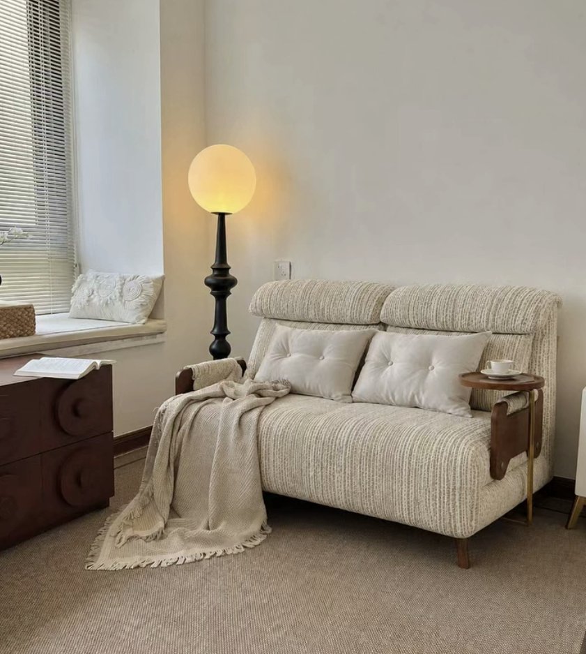 5-Position Convertible Sofa Bed with 360° Swivel Side Table