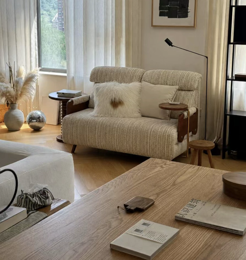 5-Position Convertible Sofa Bed with 360° Swivel Side Table