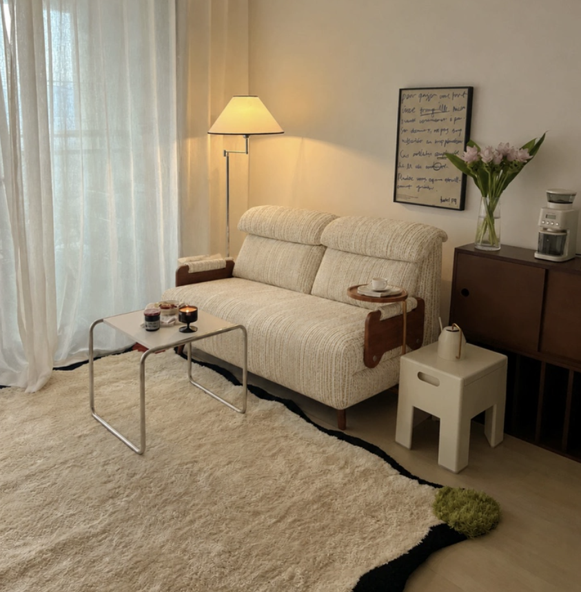 5-Position Convertible Sofa Bed with 360° Swivel Side Table