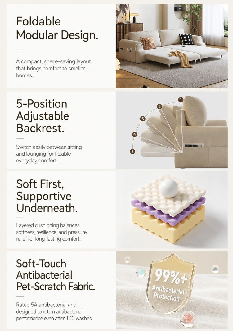 Cloud-Puff Convertible Sofa Bed – Premium Fold-Out Sleeper Sofa