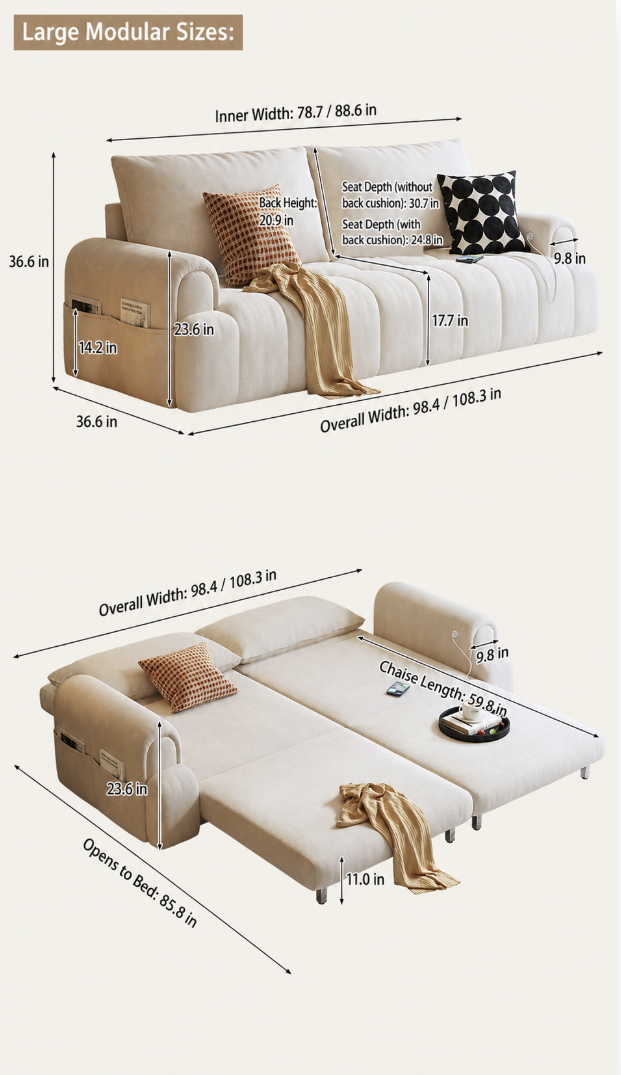 Cloud-Puff Convertible Sofa Bed – Premium Fold-Out Sleeper Sofa