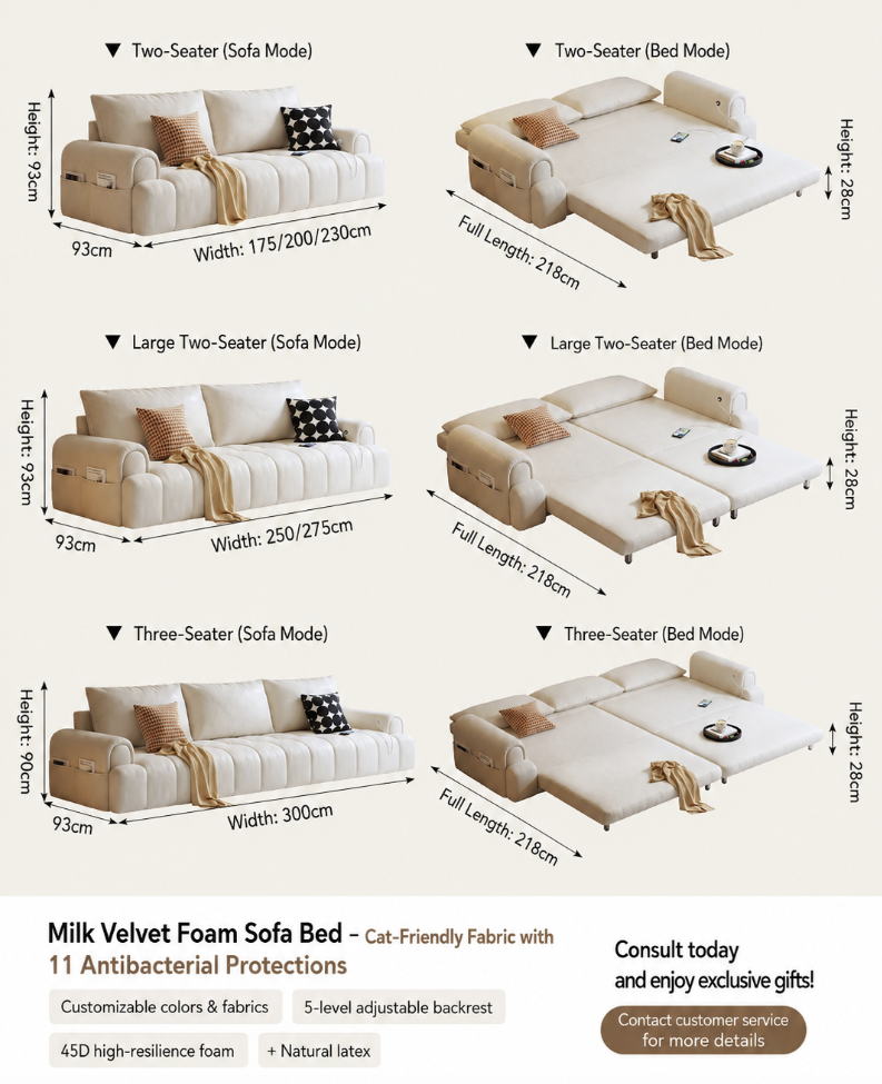 Cloud-Puff Convertible Sofa Bed – Premium Fold-Out Sleeper Sofa
