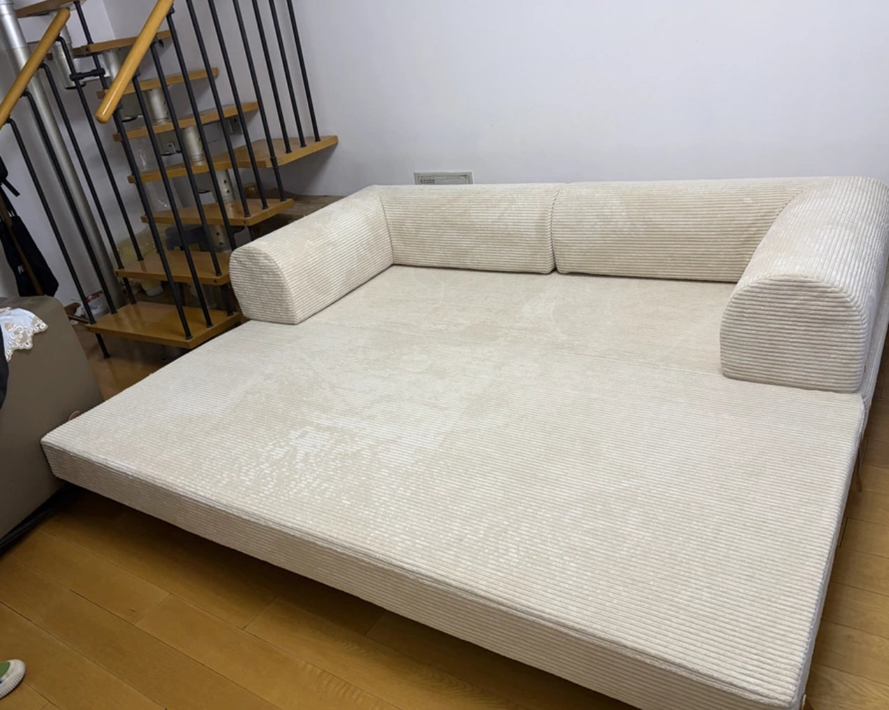 French-Inspired Convertible Sofa Bed with Latex-Enhanced Comfort