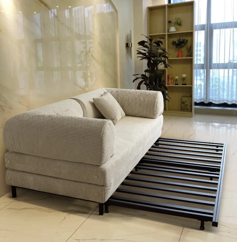 French-Inspired Convertible Sofa Bed with Latex-Enhanced Comfort
