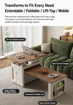 Transforming Solid Wood Lift-Top Coffee & Dining Table with Storage