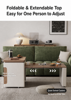 Transforming Solid Wood Lift-Top Coffee & Dining Table with Storage