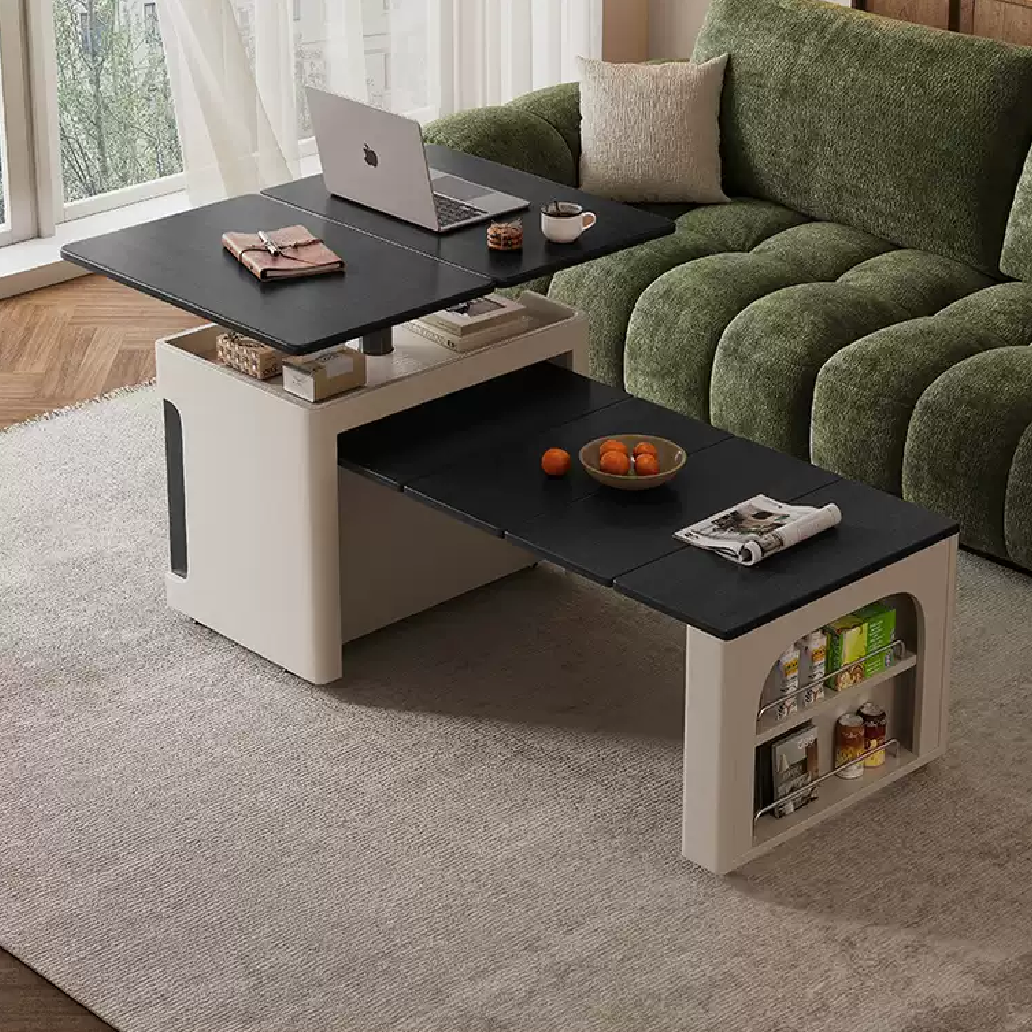 Transforming Solid Wood Lift-Top Coffee & Dining Table with Storage