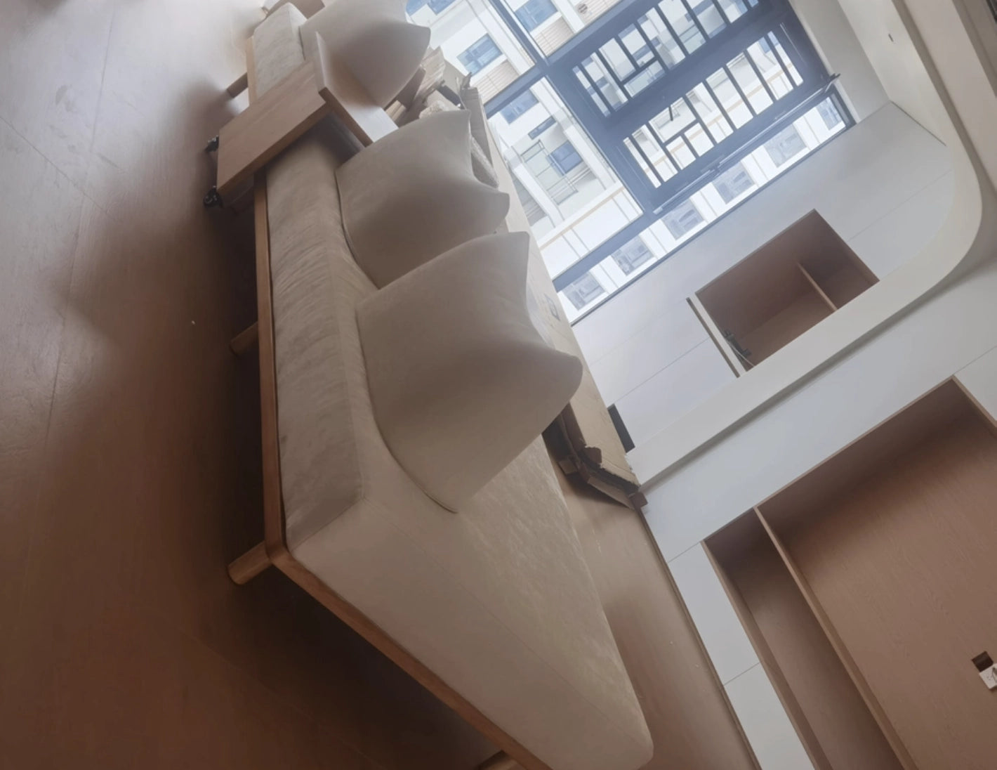 Solid Ash Wood Platform Sofa with Memory Foam