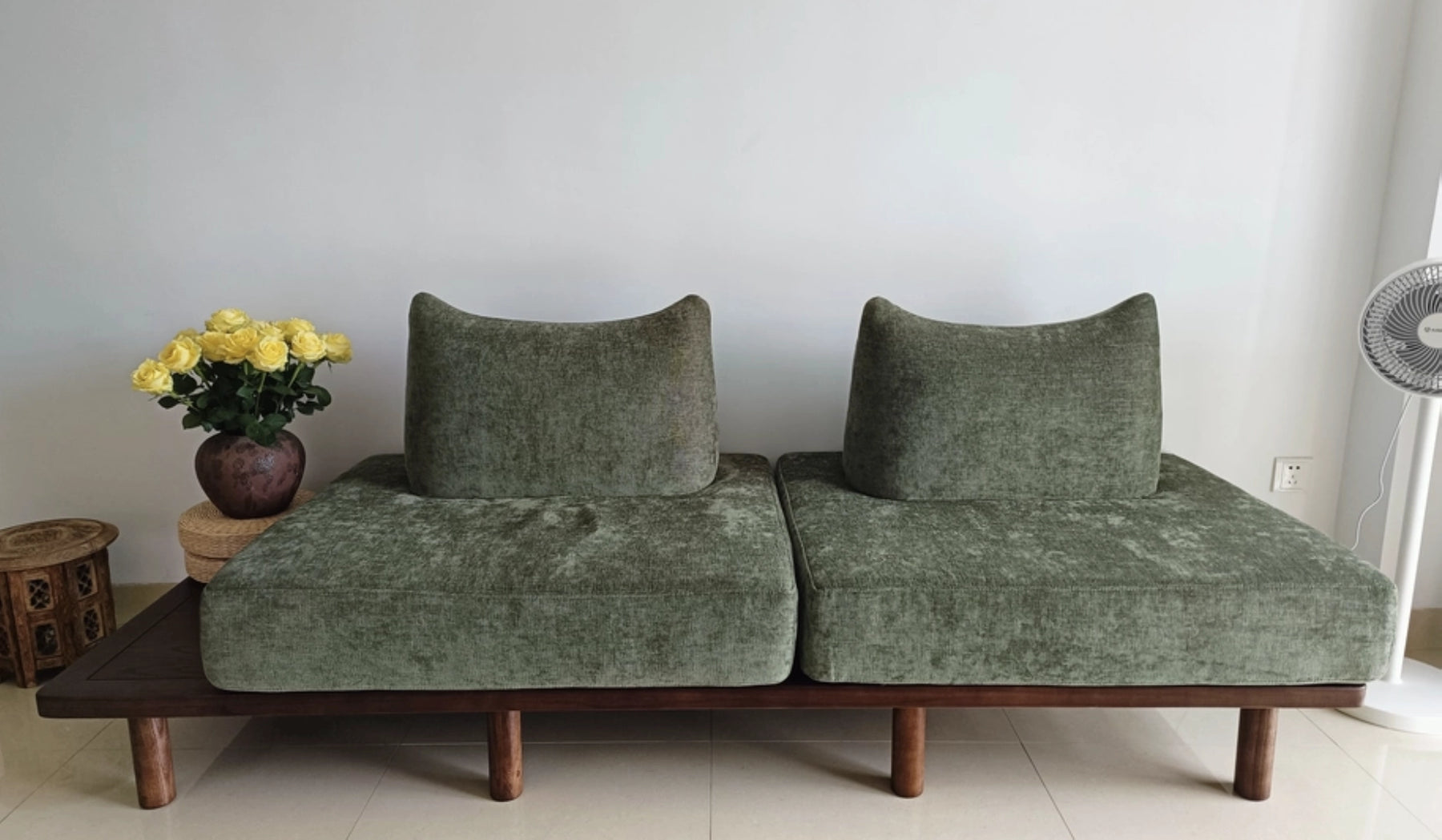Solid Ash Wood Platform Sofa with Memory Foam