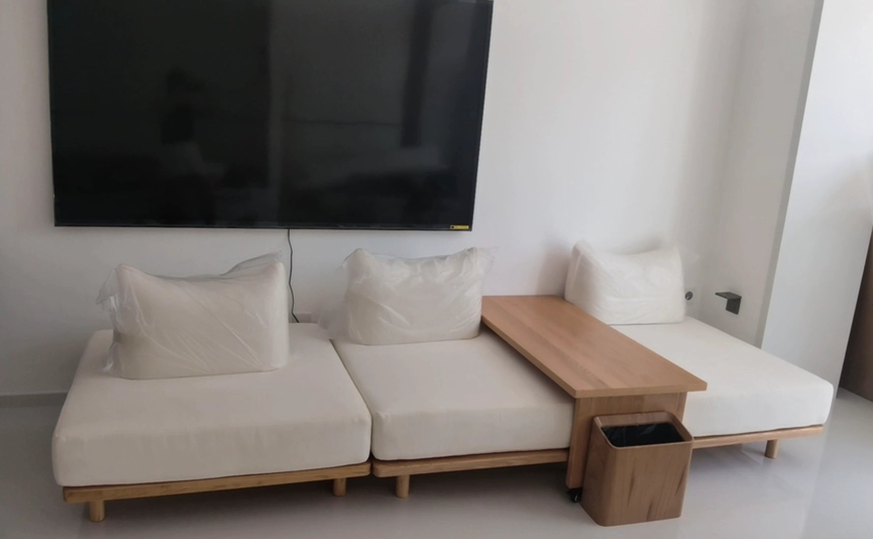 Solid Ash Wood Platform Sofa with Memory Foam