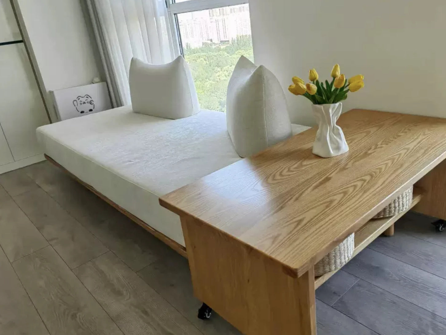 Solid Ash Wood Platform Sofa with Memory Foam