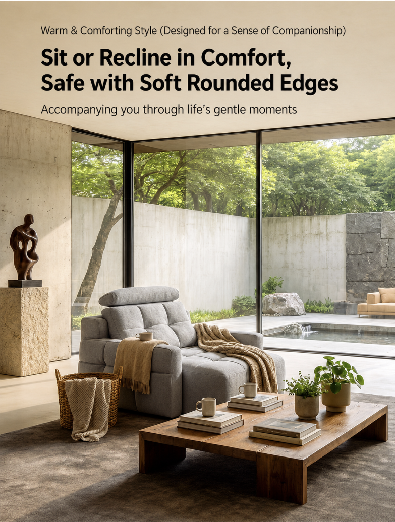Motorized Convertible Chaise Lounge Sofa Bed with One-Touch Recline