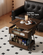 Lift-Up Expandable Rolling Coffee Table with Storage