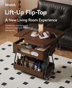 Lift-Up Expandable Rolling Coffee Table with Storage