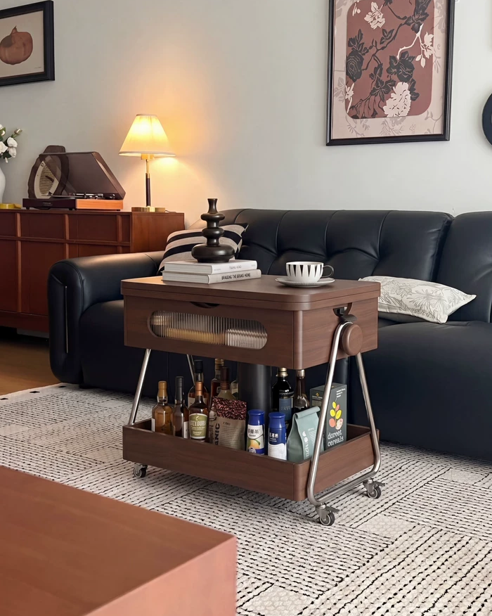 Lift-Up Expandable Rolling Coffee Table with Storage