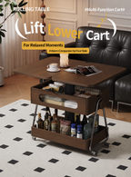 Lift-Up Expandable Rolling Coffee Table with Storage