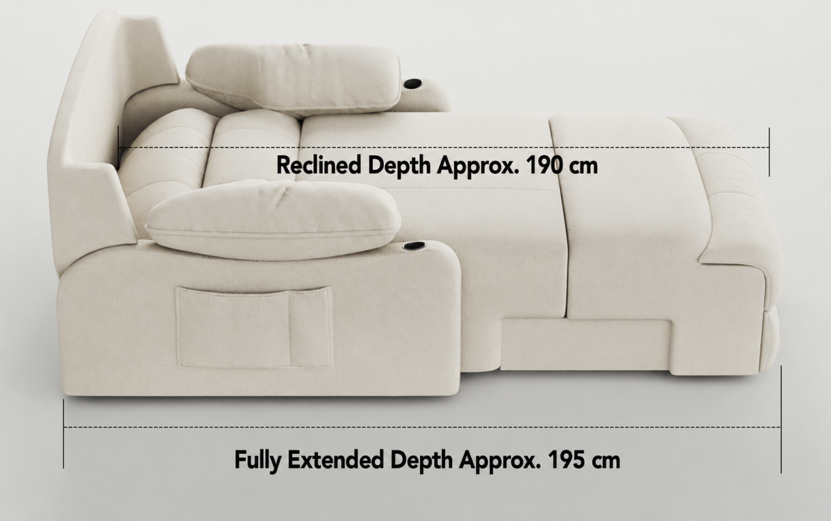 Zero-Wall Power Recliner Chair with Lay-Flat Bed, Cup Holders & Optional Massage