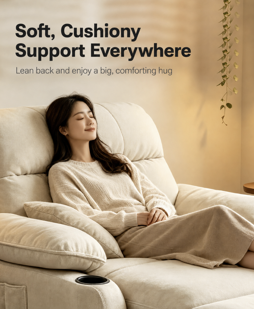 Zero-Wall Power Recliner Chair with Lay-Flat Bed, Cup Holders & Optional Massage