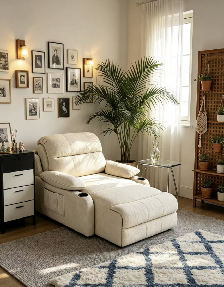 Zero-Wall Power Recliner Chair with Lay-Flat Bed, Cup Holders & Optional Massage